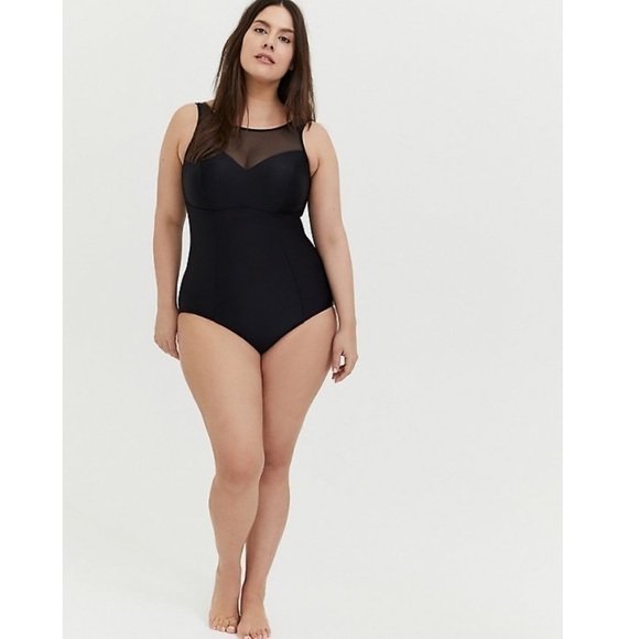 Torrid 2 ILLUSION NECK WIRELESS ONE-PIECE SWIMSUIT - Picture 3 of 8